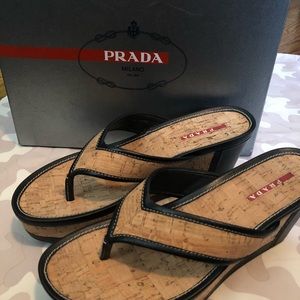 Prada Cork Wedge Sandal